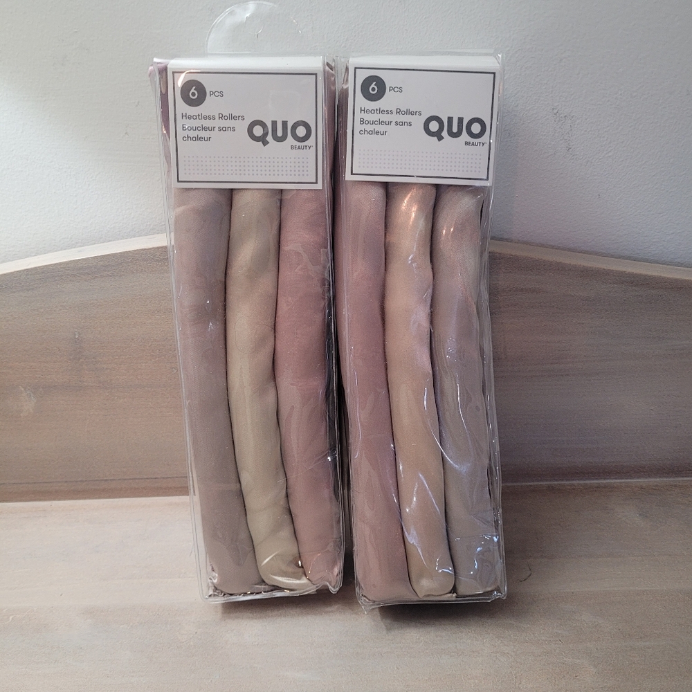 Quo Beauty Women's Satin Heatless Hair Curling Rollers Set of 12 Pink NEW
